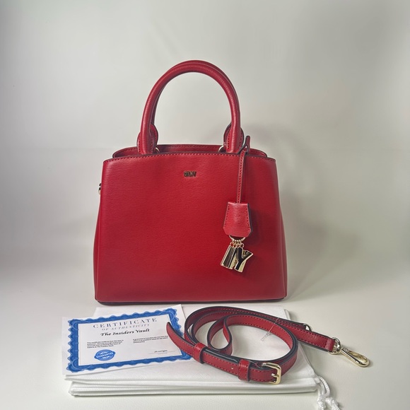 Dkny Handbags - NEW WOMEN’S DKNY PAIGE SATCHEL LEATHER BAG RED